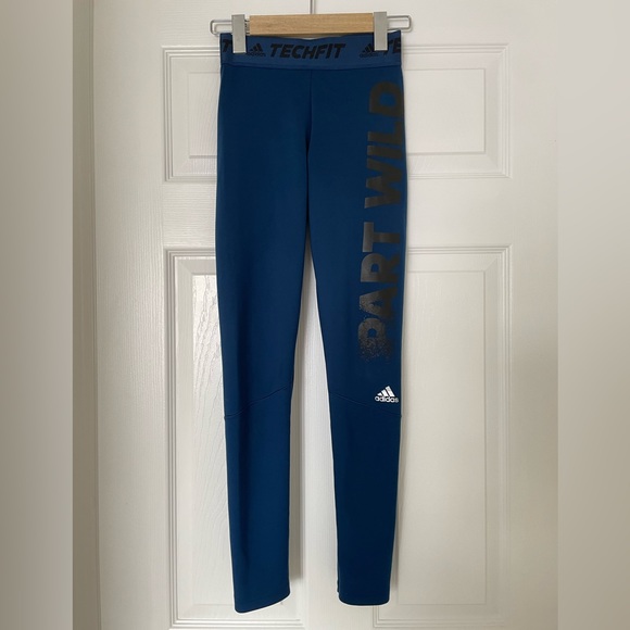 Adidas Rich Blue TechFit Gym Pants Size XSMALL - Picture 2 of 7